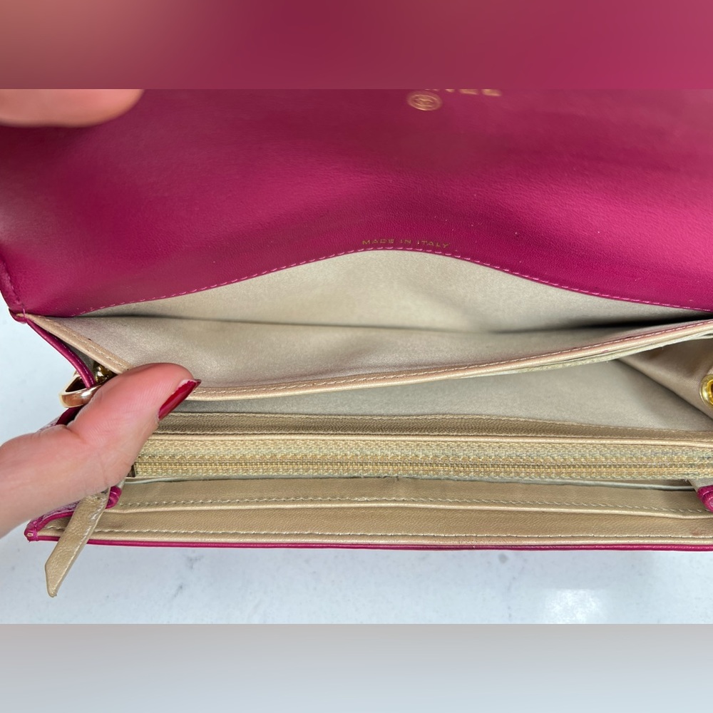 💯 AUTHENTIC CHANEL Camellia half flap lambskin pink wallet on chain - Picture 10 of 15